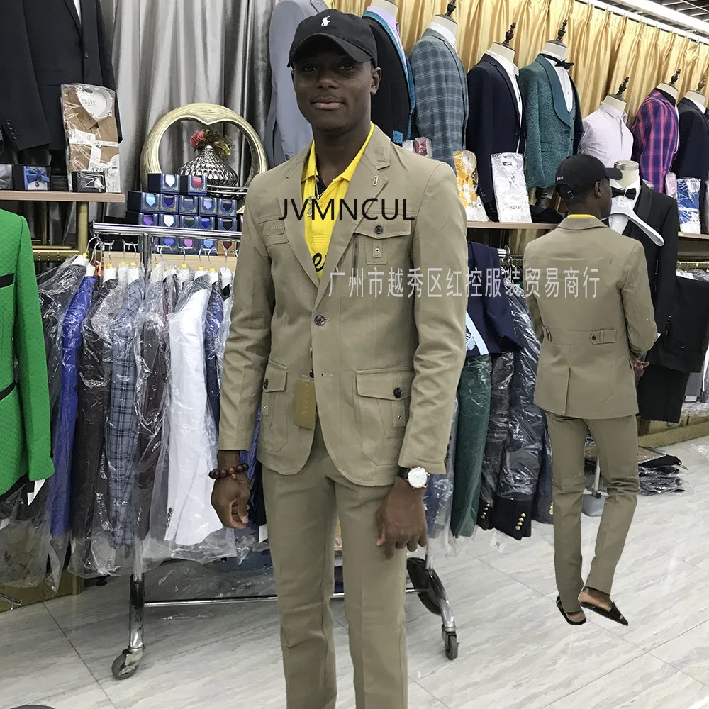 

Summer Hot-Selling Men's 100% Cotton Business Casual Two-Piece Suit - Modern Slim Cut Linen Blend with UPF 50+ Sun Protection