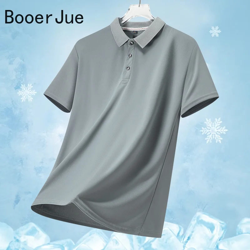 Business Thin T Shirt Homme Couple Women Men Summer Ice Silk Polo Shirt High-End T-Shirt Solid Color Non-Marking Casual Lapels