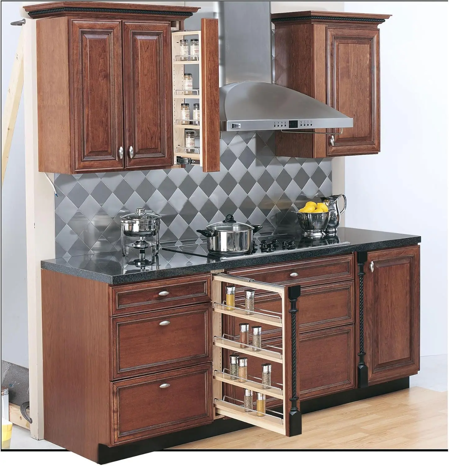 Organizer wysuwany do szafek, klon, 90 cm x 70 cm x 75 cm, do szafek kuchennych lub łazienkowych