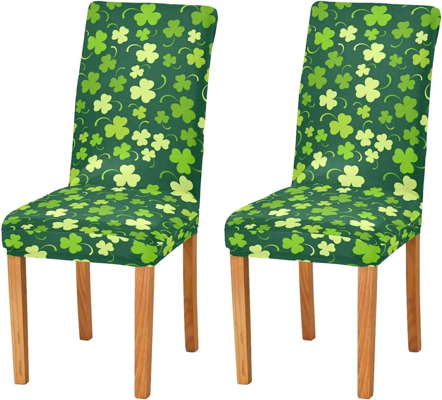 

St. Patrick'S Day Clover Stretch Chair Covers Set Of 4 Removable Washable Dining Chair Slipcovers For Kitchen Dining Room Hotel