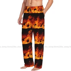 Pantalones de dormir de pijama informales para hombre, pantalones sueltos de salón de fuego, ropa de dormir cómoda