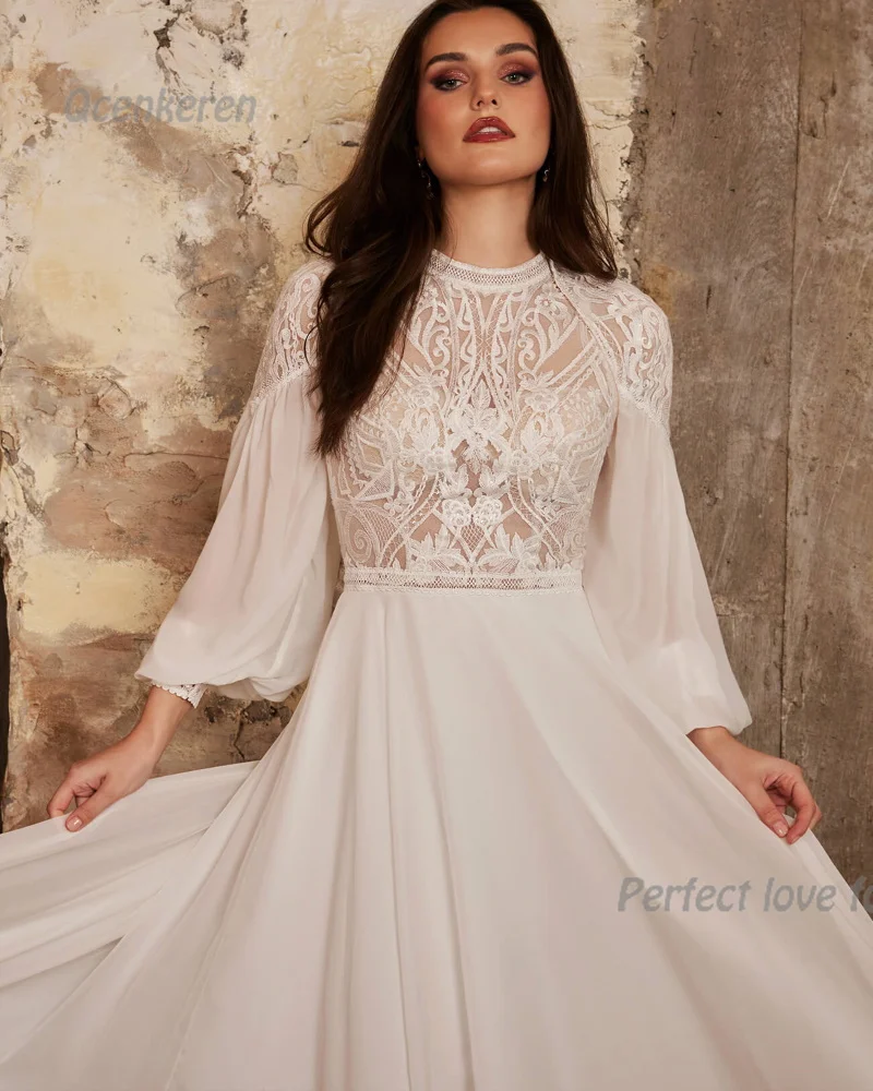 Qcenkeren Boho abito da sposa moda elegante a-line abito da sposa maniche staccabili Appliques Vestido de novia donna 2024