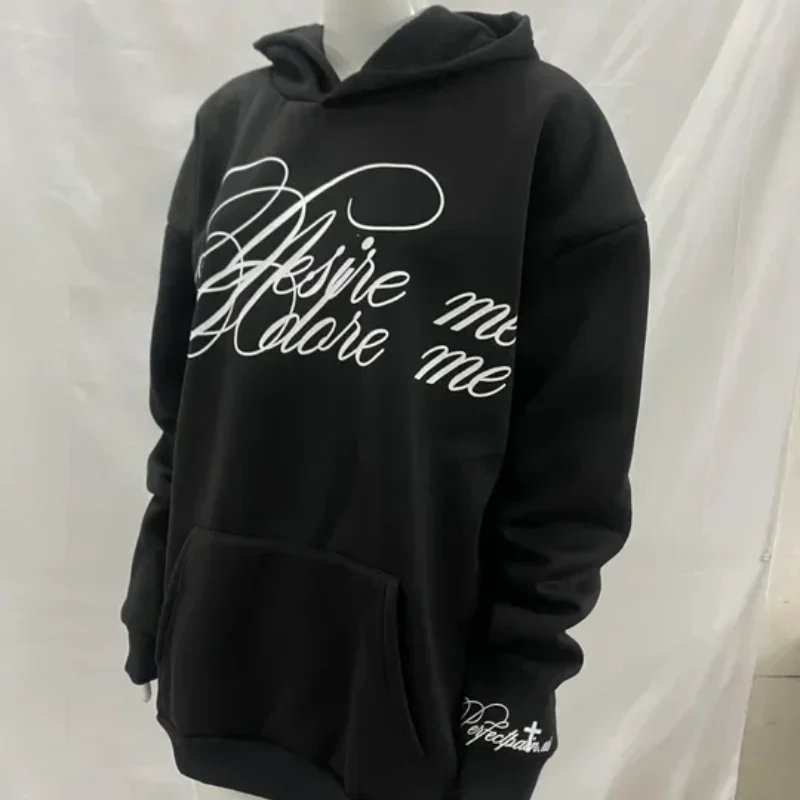 Moda gotycka, amerykański hip-hop, styl high street, męska odzież Harajuku z nadrukiem liter, codzienna odzież sportowa, bluza z długim rękawem, odzież damska.