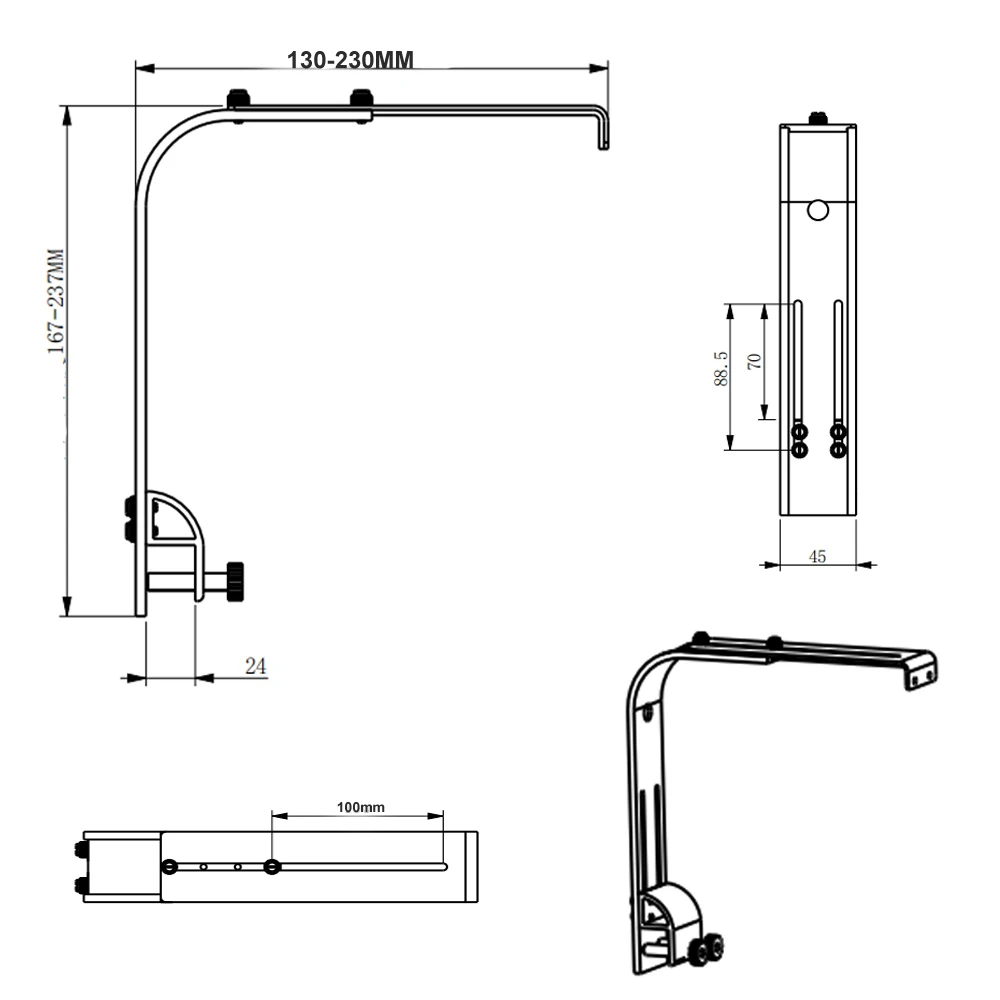 Upgrade Adjustable Height Aquarium Mount Arm Bracket For Aquaknight V1 V3 Led Light  Aquarium Thickness 10-20mm Fish Planted Tan