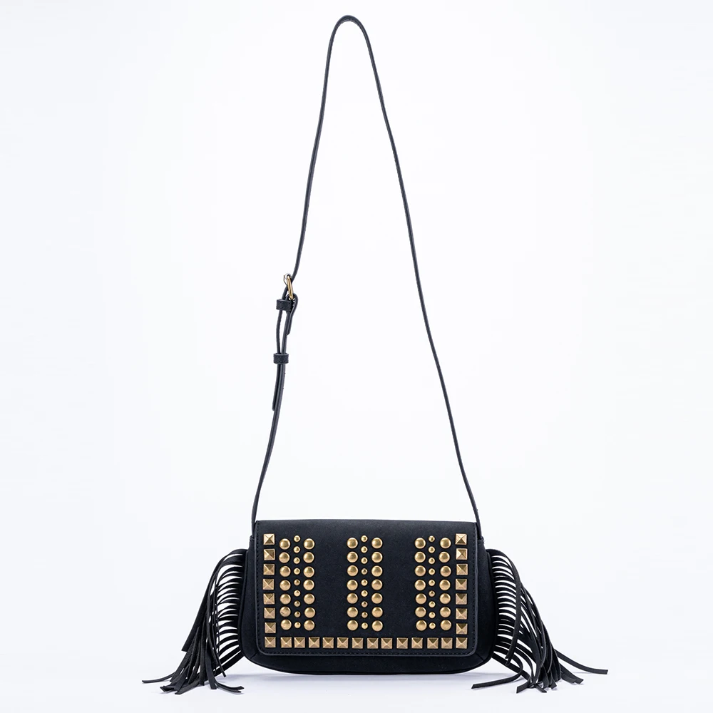 

Fashion Tassel Rivet Shoulder Bags for Women Retro Square Handbags Designer Bag New High Quality Crossbody Bags 2025 Women's Bag