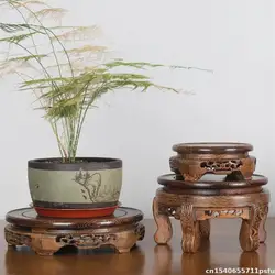 13-30cm Diameter Natural Solid Wood Base Vase Flower Pot Bonsai Plant Decor Shelves Buddha Incense Display Stand Pedestal Crafts