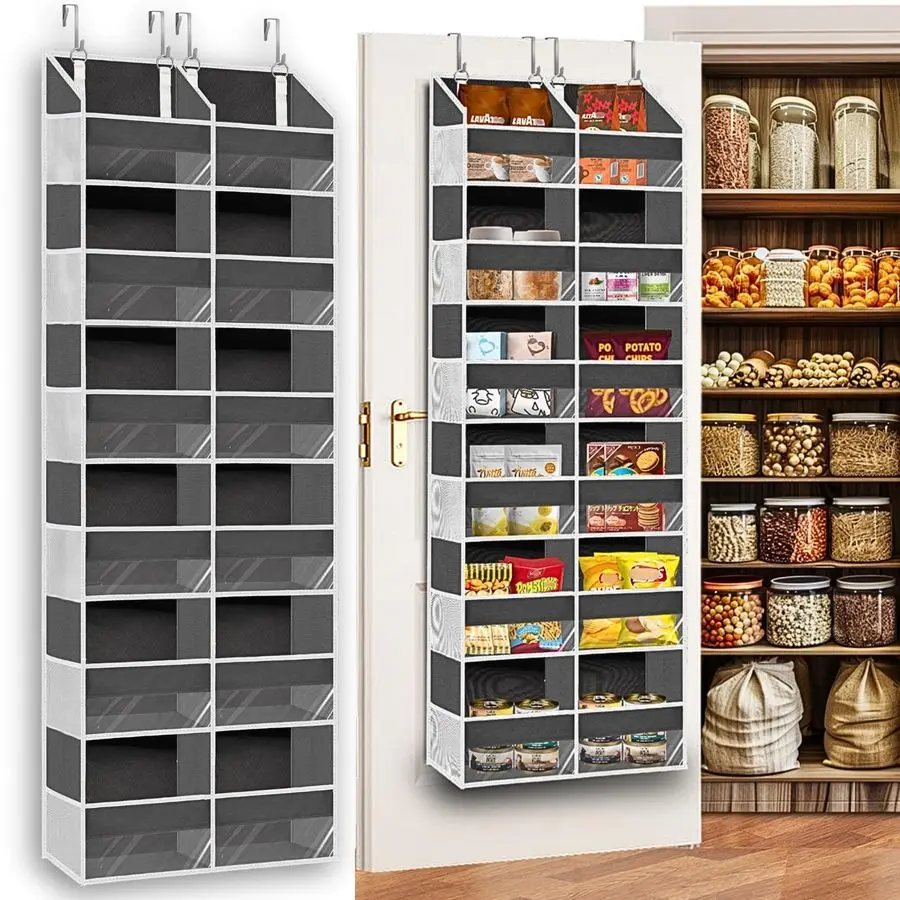 

the Door Organizer 6 Tiers, Extra Large Behind Door Storage of 12 Compartments, 80 lbs Weight Capacity Hanging Storage Organizer