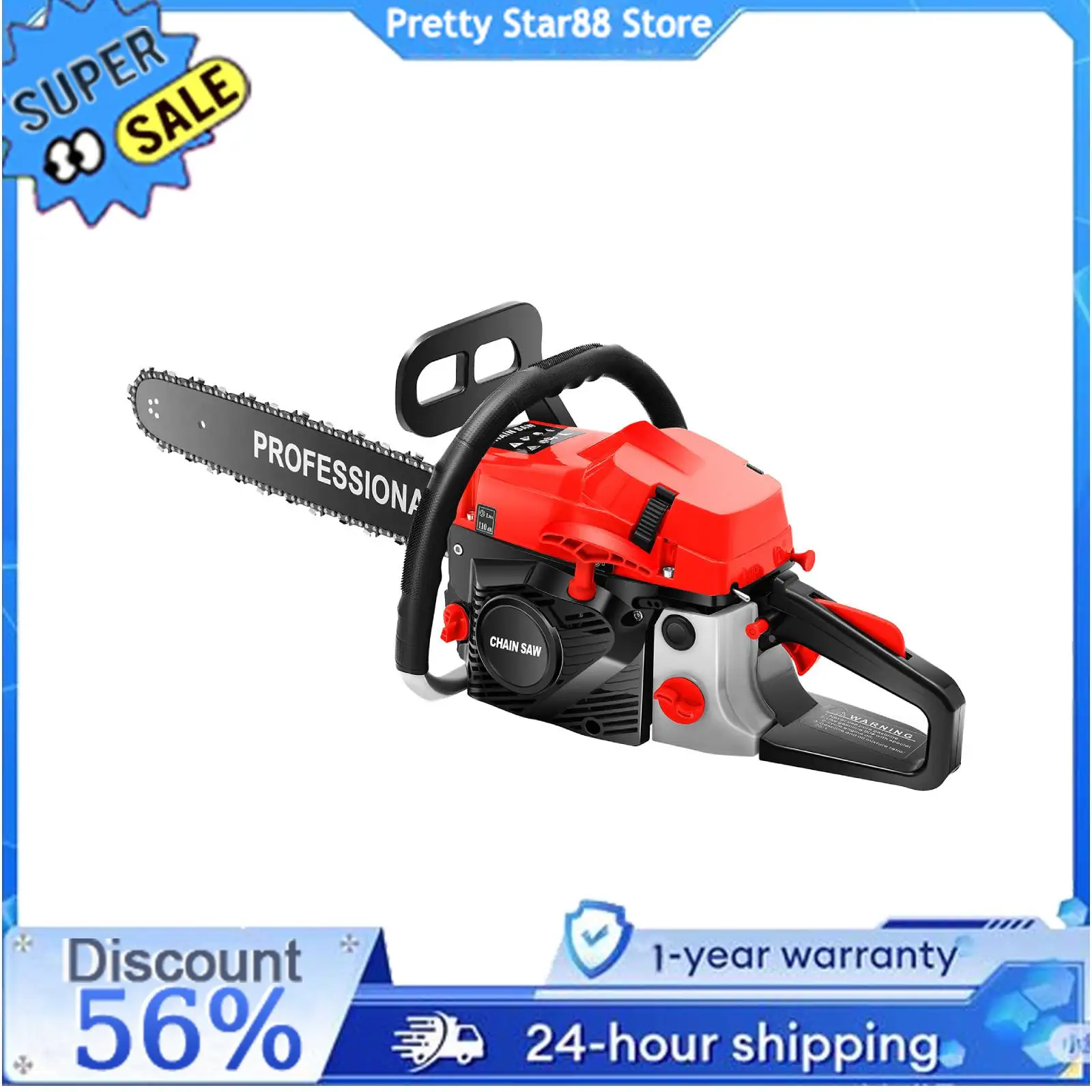 

20In Handheld Petrol Chainsaw 2 Stroke Cordless Single Cylinder Air-cooled 2KW Gasoline Chain Saws for Wood Cutting/Tree Pruning