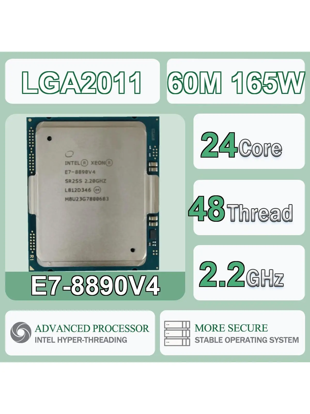 Intel Xeon E7-8890V4 24 Kerne 48 Threads 2,2GHz 165W 60MB Cache 14nm LGA 2011 SR2SS DDR4-1333/1600/1866 MHz Broadwell