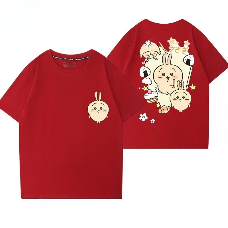 Chiikawa Usagi Niedliches Anime-Grafik-T-Shirt, Unisex, lockerer O-Ausschnitt, lässiges Sommer-Kurzarm-Oberteil im Harajuku-Streetwear-Stil für den Alltag – Detail 9