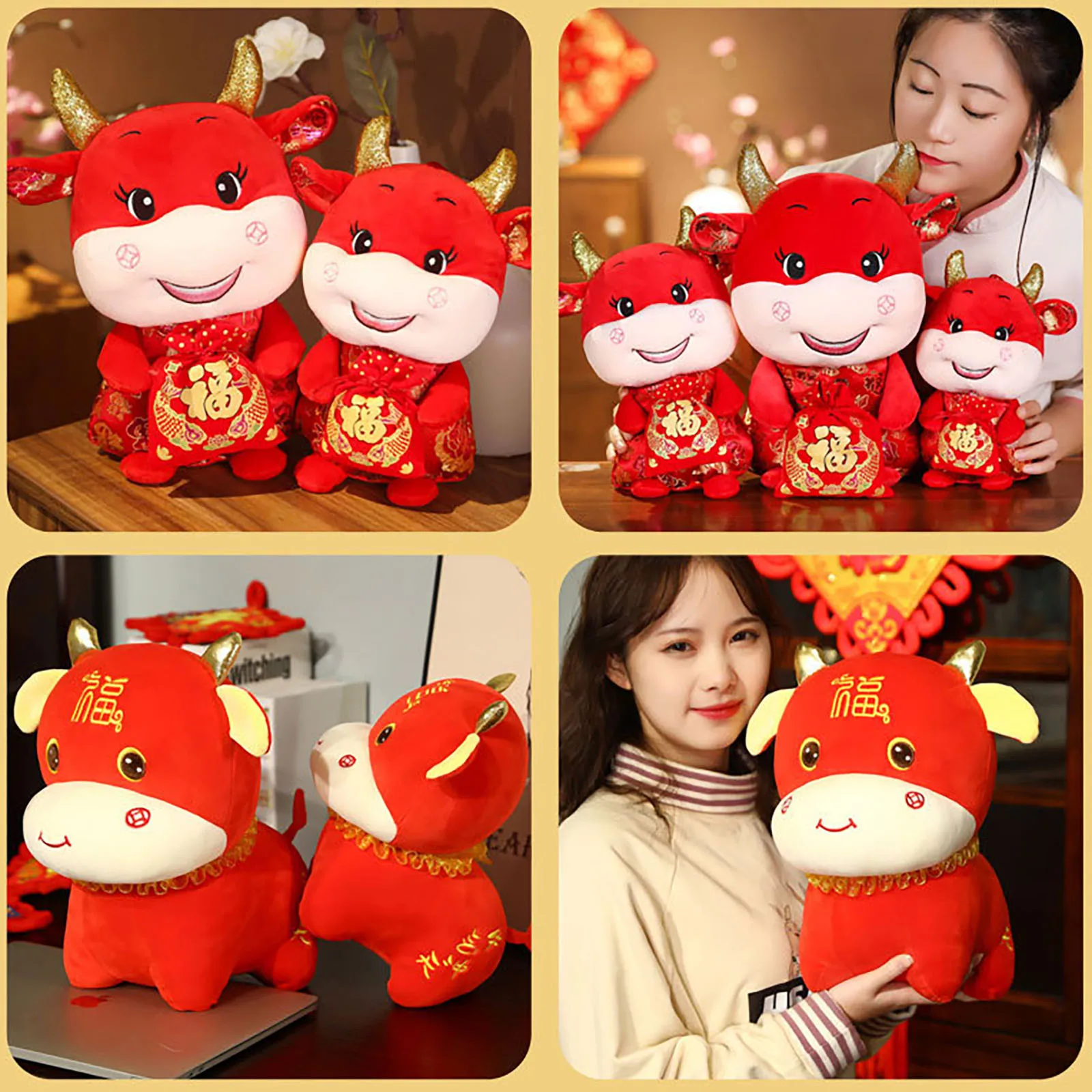 

Мягкая мягкая подушка H Cuddly h, мягкая подушка с красной коровой для детского подарка на год, кукла для мальчика h