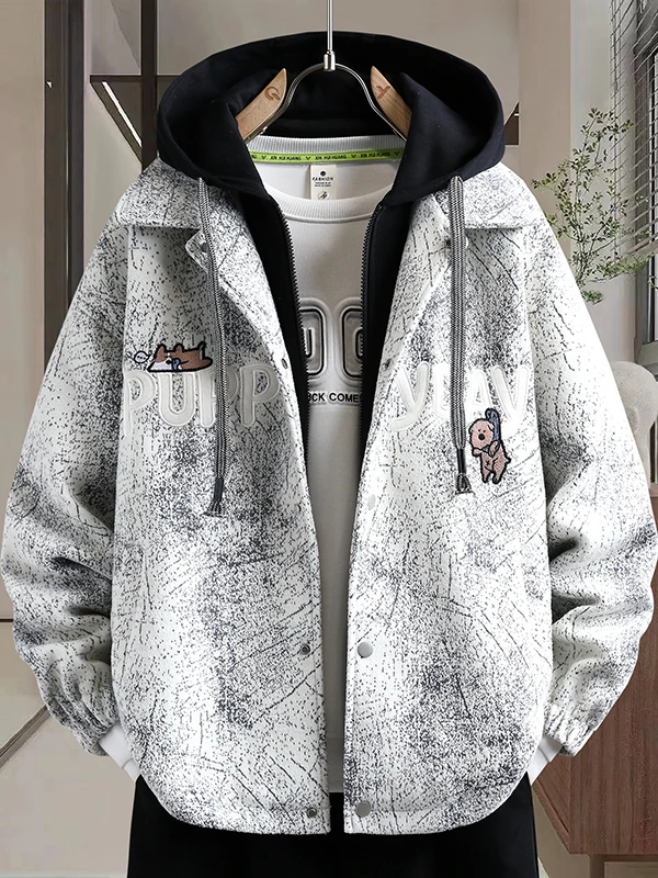

plus Size Men's Jacket Autumn Winter New Style Hoodie Zipper Top Casual Loose Sports Wear for Teenagers Comfortable Polyester