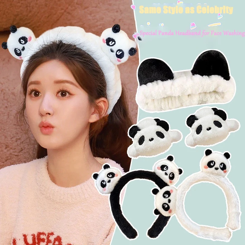 

Cute Plush Panda Hair Bundle Women's Washable Hair Bands Pressure Hair Non-slip Thickened Hair Bands Girls Hair Accessories