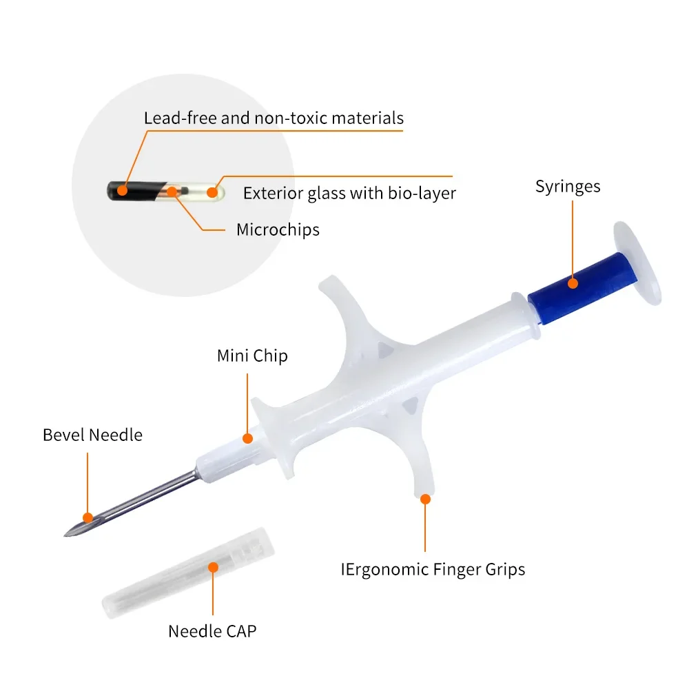 20pcs/Pack Pet EM4305 Microchip 134.2KHz FDX-B Animal ID Chip Animal Microchip Syringe International Standard