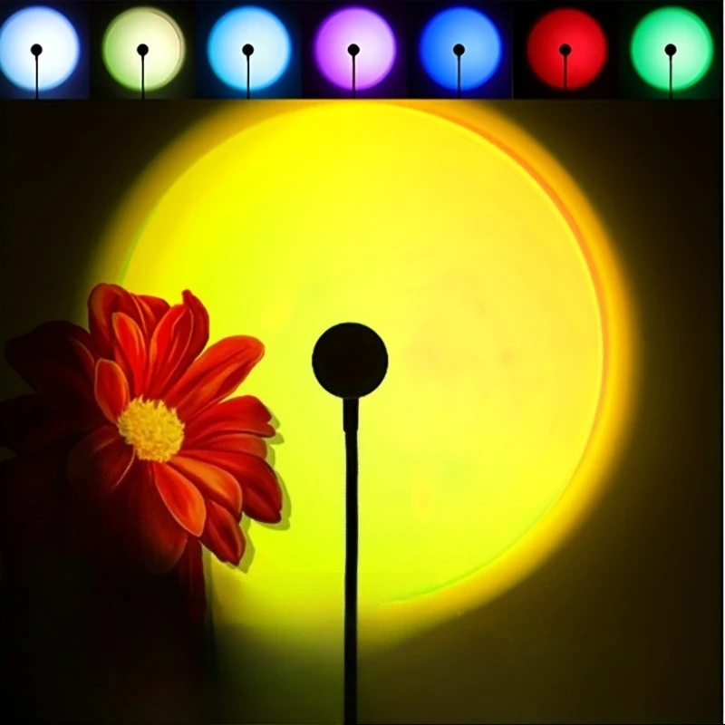 Rainbow Projection Lamp, USB Decorative Sunset Atmosphere Lamp, Multi-angle Rotatable, Suitable for Home Living Room and Bedroom