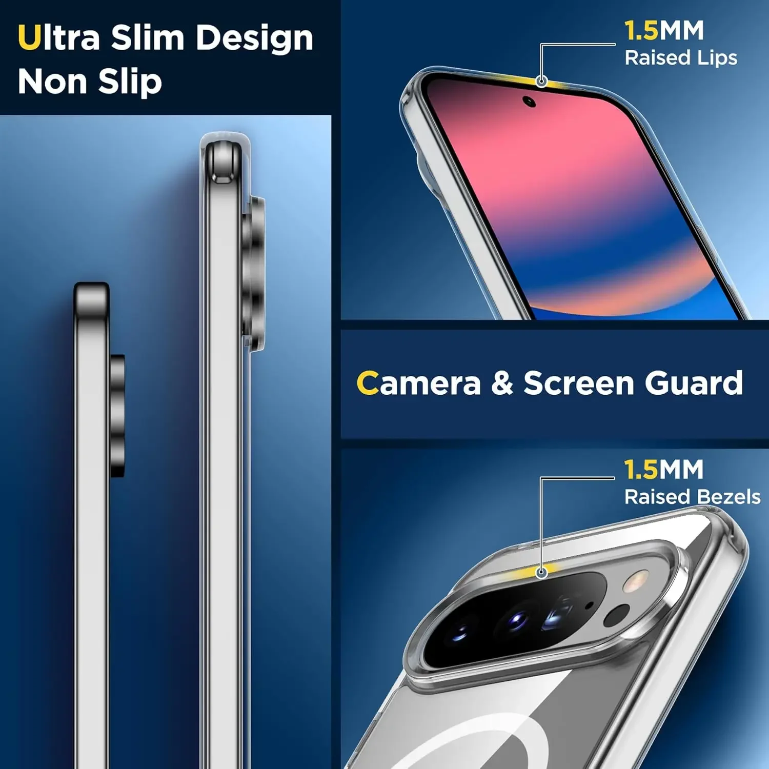 Google Pixel 10 Pro XL用マグネット式スマホケース 透明シェル 耐衝撃バックカバー Pixel 10Pro 10ProXL PCクリアバンパー