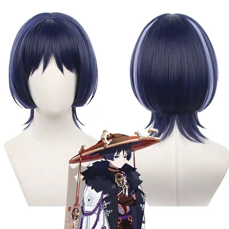 أزياء CyGenshin Impact Scaramouche التأثيرية شعر مستعار Balladeer عباءة بقلنسوة Fatui Harbingers زي كيب لحفلات الهالوين للنساء والرجال