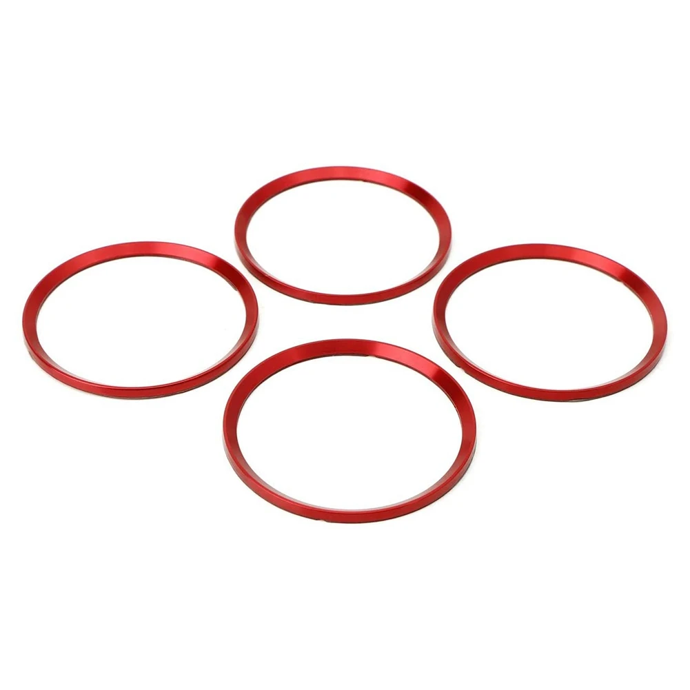 Wheel Hub Logo Ring Cover Trim for Jetta Golf Passat (Red) -4Pcs Aluminum Wheel Center Cap Surrounding