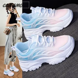 Mixed Colors Breathable Platform Sneakers 2023 New Casual All-match Mesh Lightweight Sports Running Shoes Fashion Spring Autumn