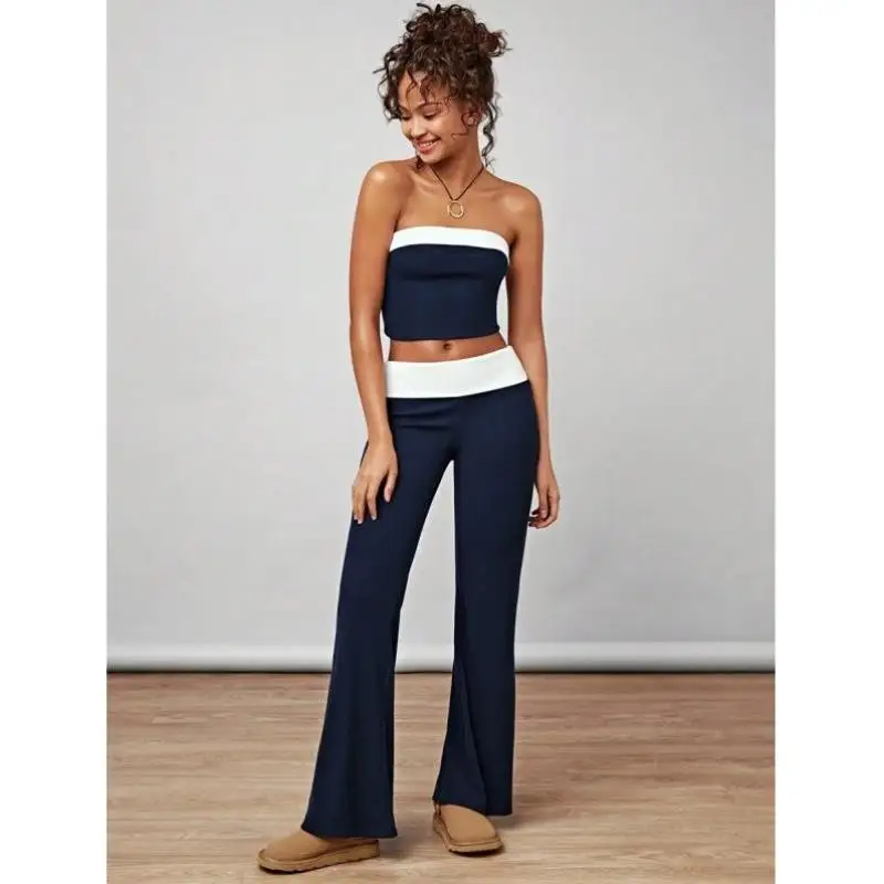 

648 Sle College Casual Knitted Slim Fit Elastic Band Pants Suit Set Men's Autumn Wear Seven Quarter Sve No Brand