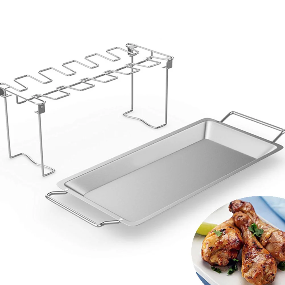 

Chicken Grill Roast Chicken Tray Stainless Steel Barbecue Drying Rack Silver Portable Camping Bbq Grill Tools Outdoor