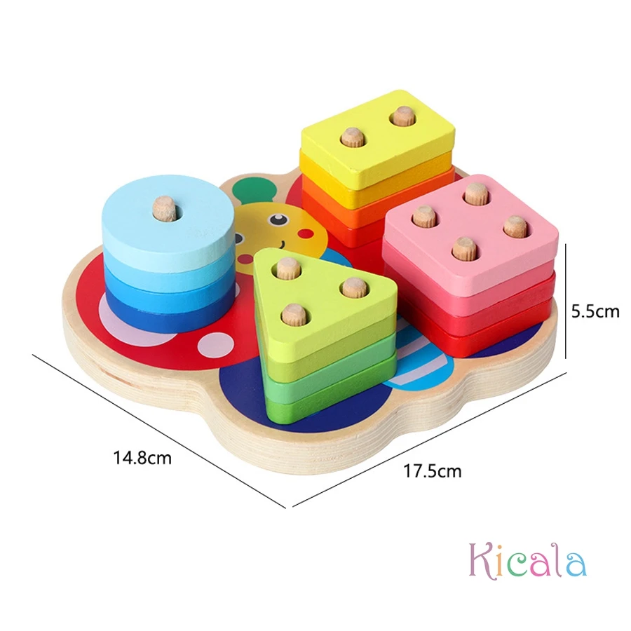 Montessori Spielzeug Holz Bausteine Frühen Lernen Pädagogisches Spielzeug Farbe Form Spiel Kinder Puzzle Spielzeug Für Kinder Jungen Mädchen