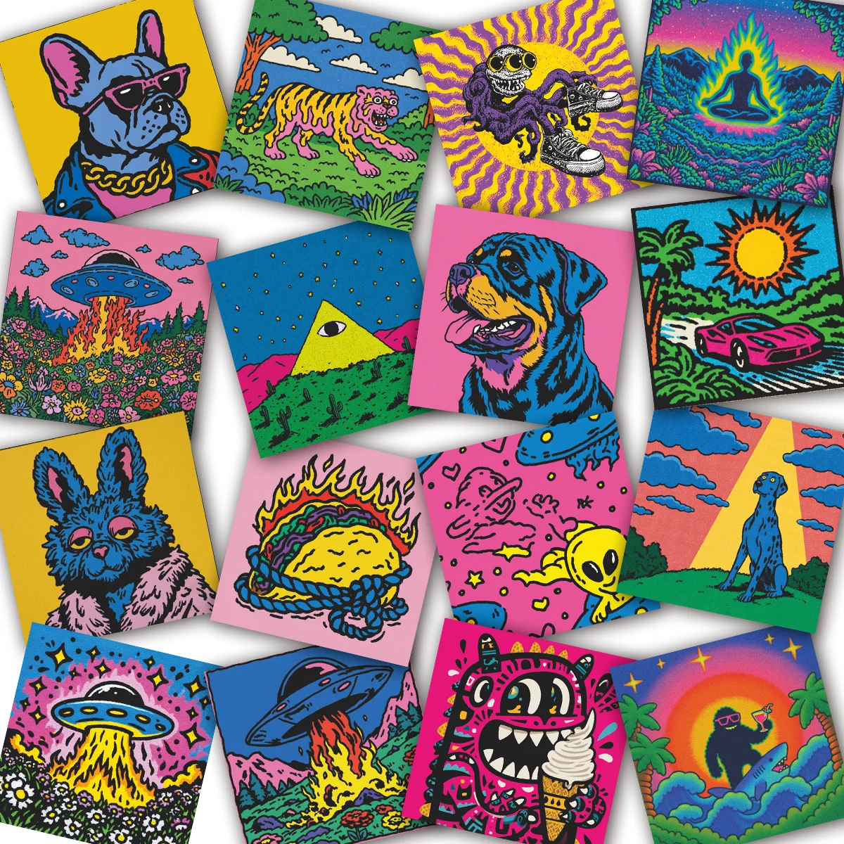 50pcs Vibrant Retro Psychedelic Stickers | Trippy Cartoon Decals for Cycling, Skateboard & Laptop, Hippie & Aesthetic Fans