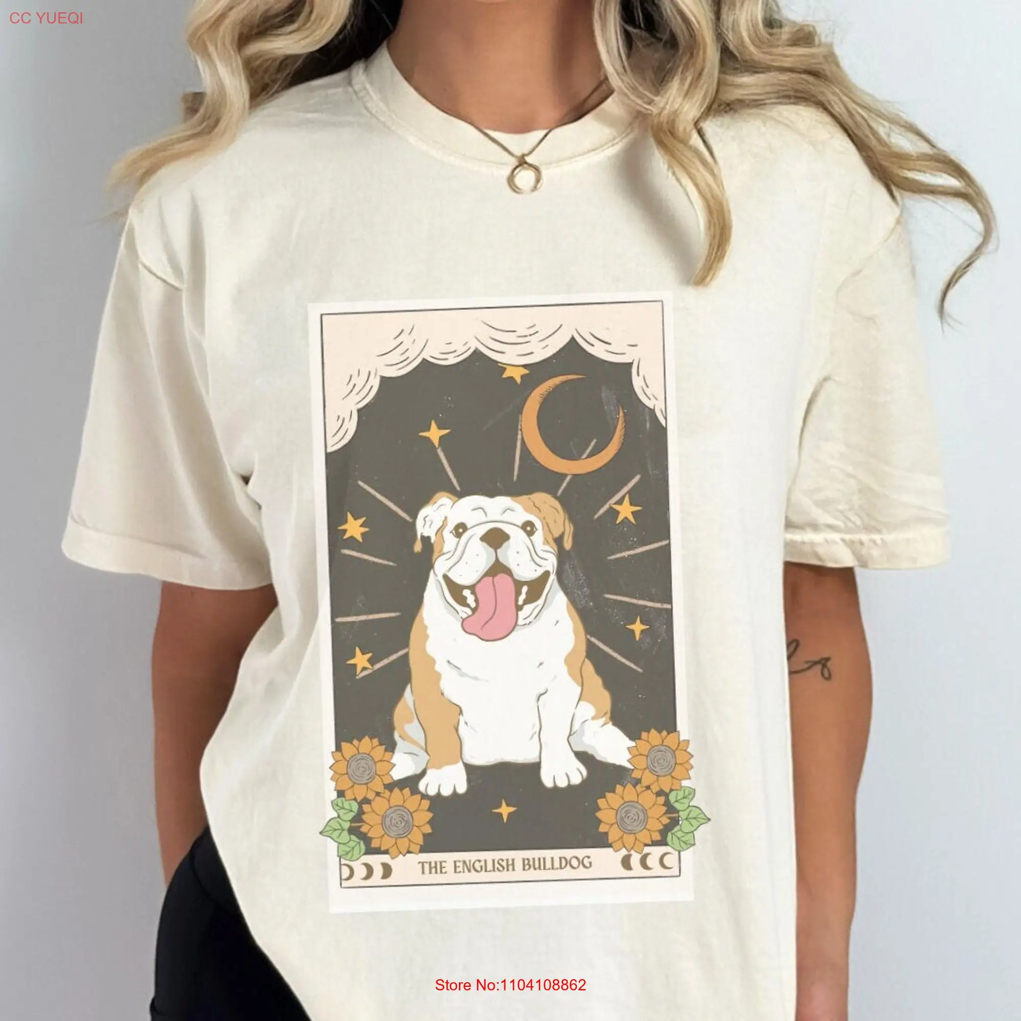 English Bulldog tarot card shirt T gifts mom long or short sleeves