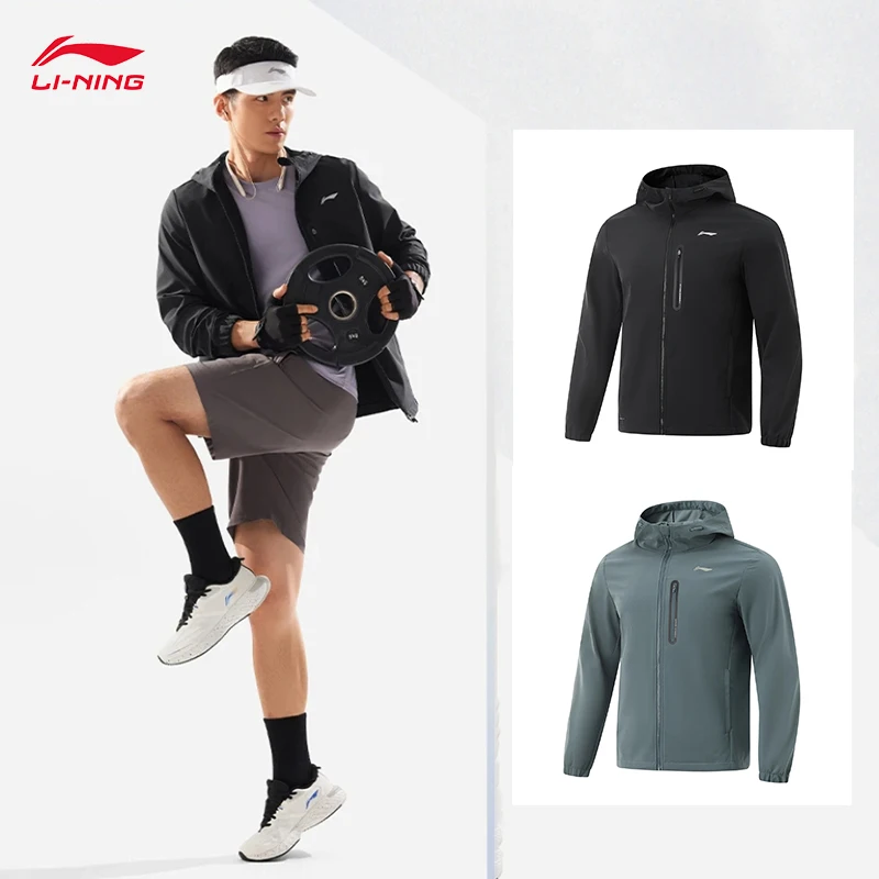 LI-NING Men Windbreaker Jackets Dust Coat Fitness Series Anti Splashing Water Male Coats AFDV071