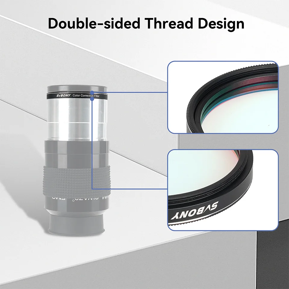 Imagem -05 - Svbony Sv231 Filtro de Correção de Cor para Telescópio M48x0.75 Rosca Dupla Comprimento de Onda de 3001200nm com Revestimento Antirreflexo ar