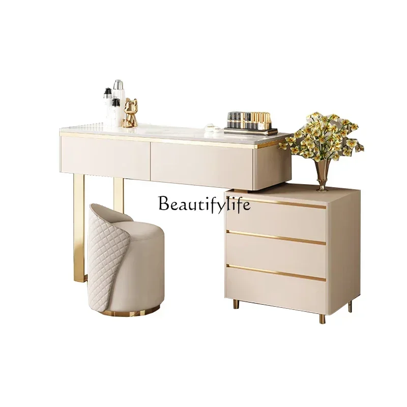 

New Arrivals Light luxury makeup table Modern storage cabinet Integrated new bedroom Simple high-end rock slab dresserss 7304