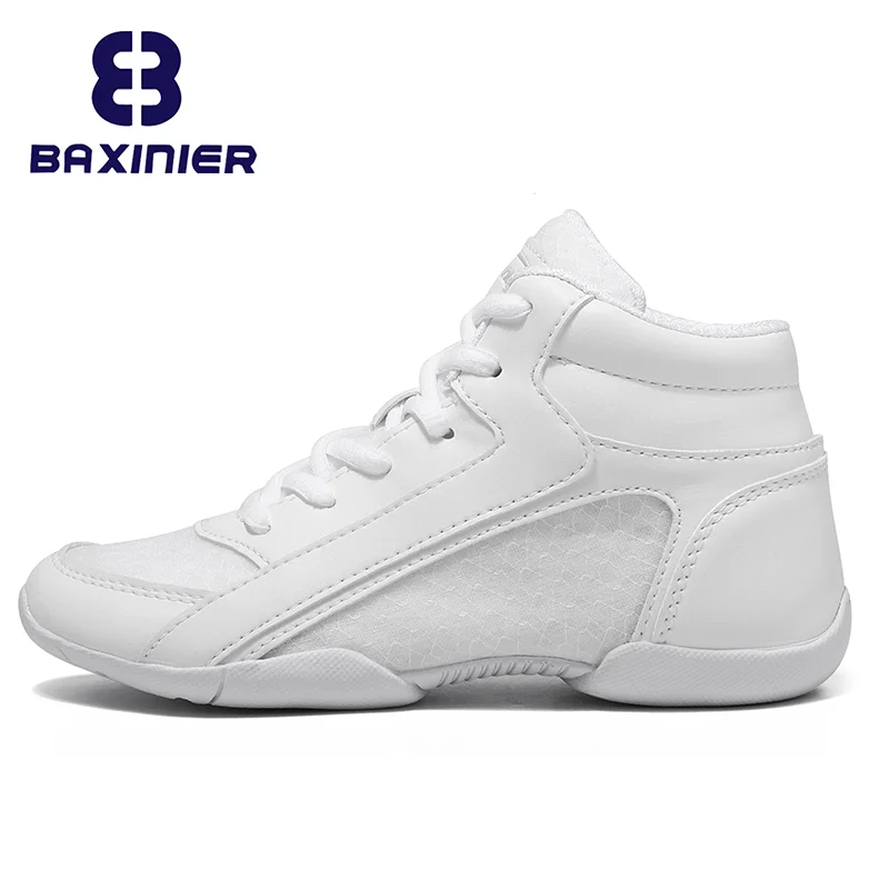 BAXINIER Girls White High Top Cheerleading Shoes for Kids - Lightweight Training and Competition Sneakers for Dance and Tennis