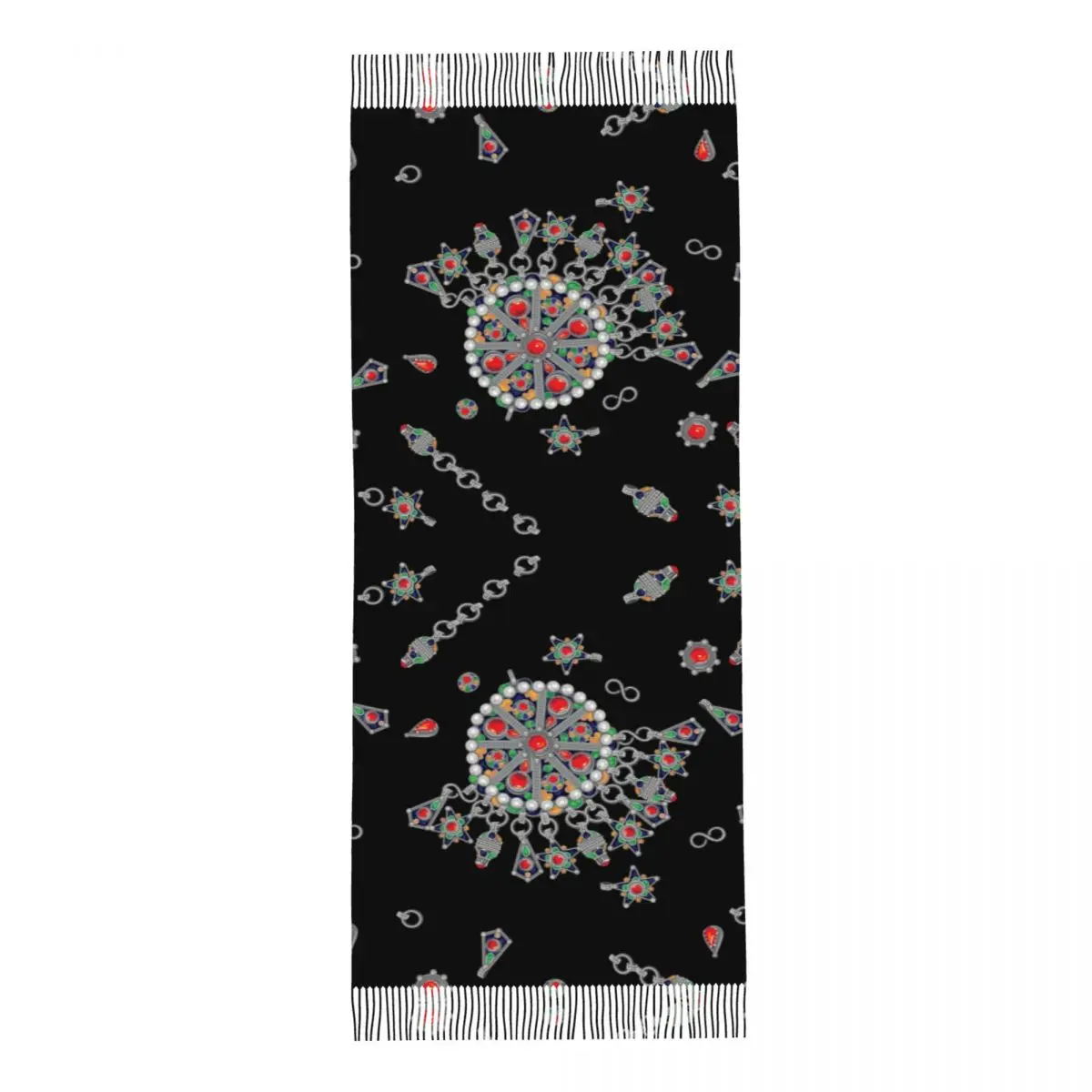 Custom Kabyle Jewelry Tassel Scarf Women Soft Amazigh Africa Ethnic Style Shawls Wraps Female Winter Scarves