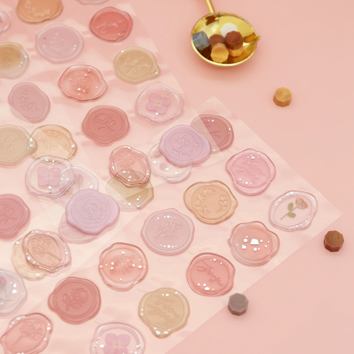 DIY Flower Imitation Fire Paint Seal Sticker Ins Style Hand Account Envelope Sealing Sticker Guka Decorative Sticker 18 Pieces