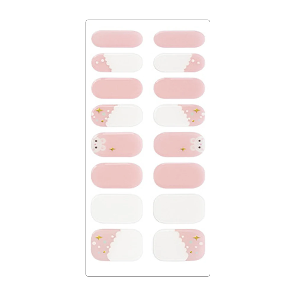 

16Pcs Gel Nail Strips UV/LED Light Required Nail Polish Sticker with Nail File & Wooden Stick Nail Polish Art Stickers for Women