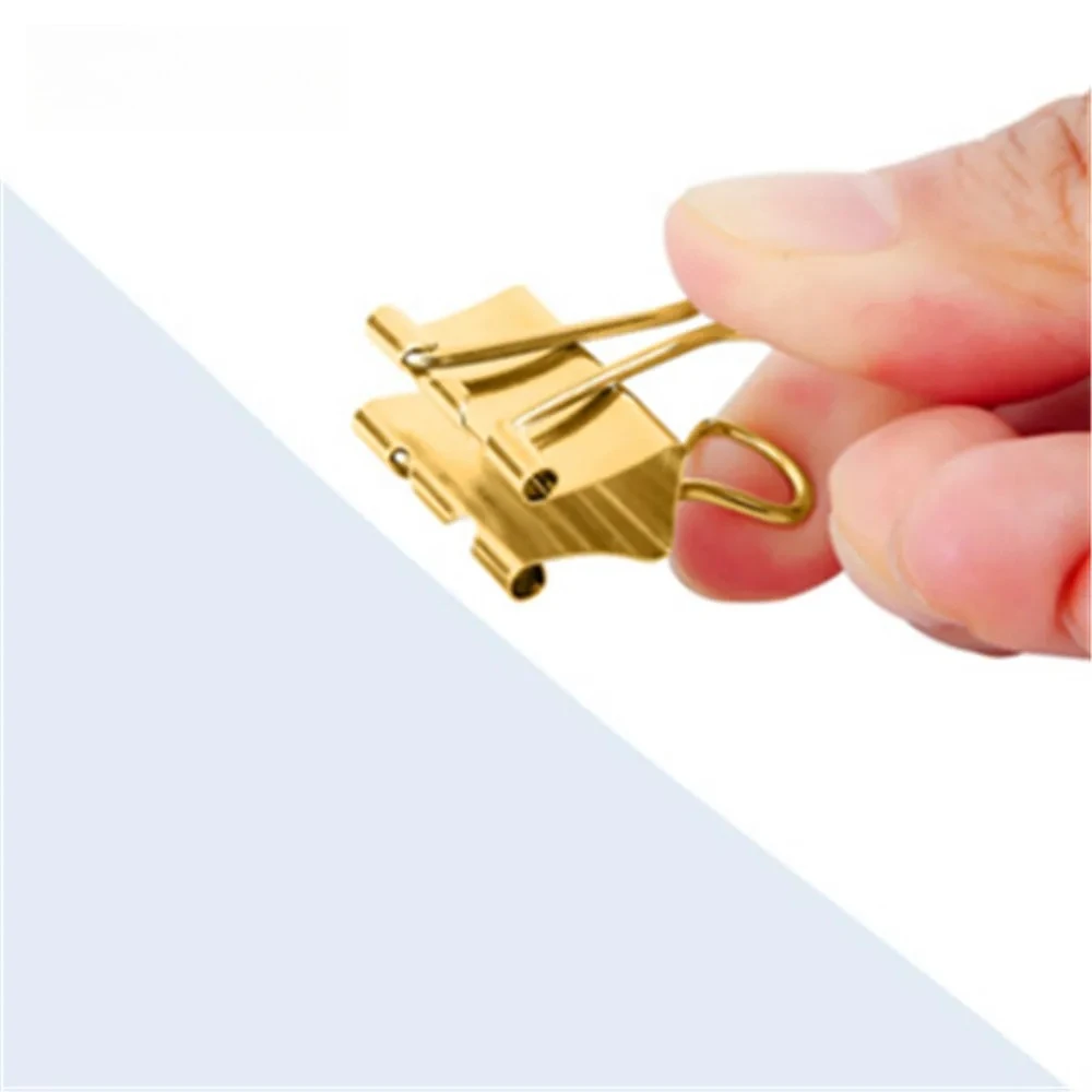 2pcs Golden Metal Binder Clips Multisize Paper Clamp Bookmark Memo Clip Student School Office Stationery Supplies