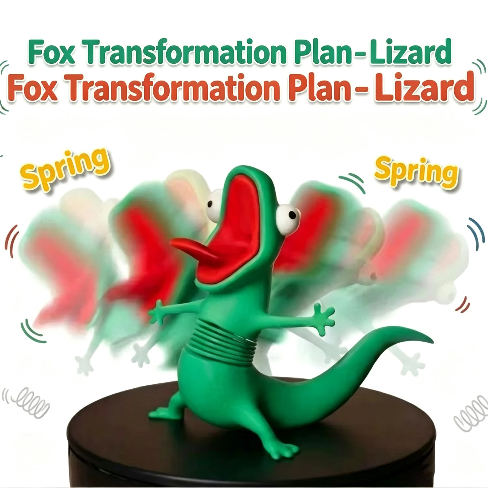 2026 Beaver Transformation Plan Lizard Tom Movable Spring Toy Funny Internet Celebrity Hot Selling 3D Printed Gift
