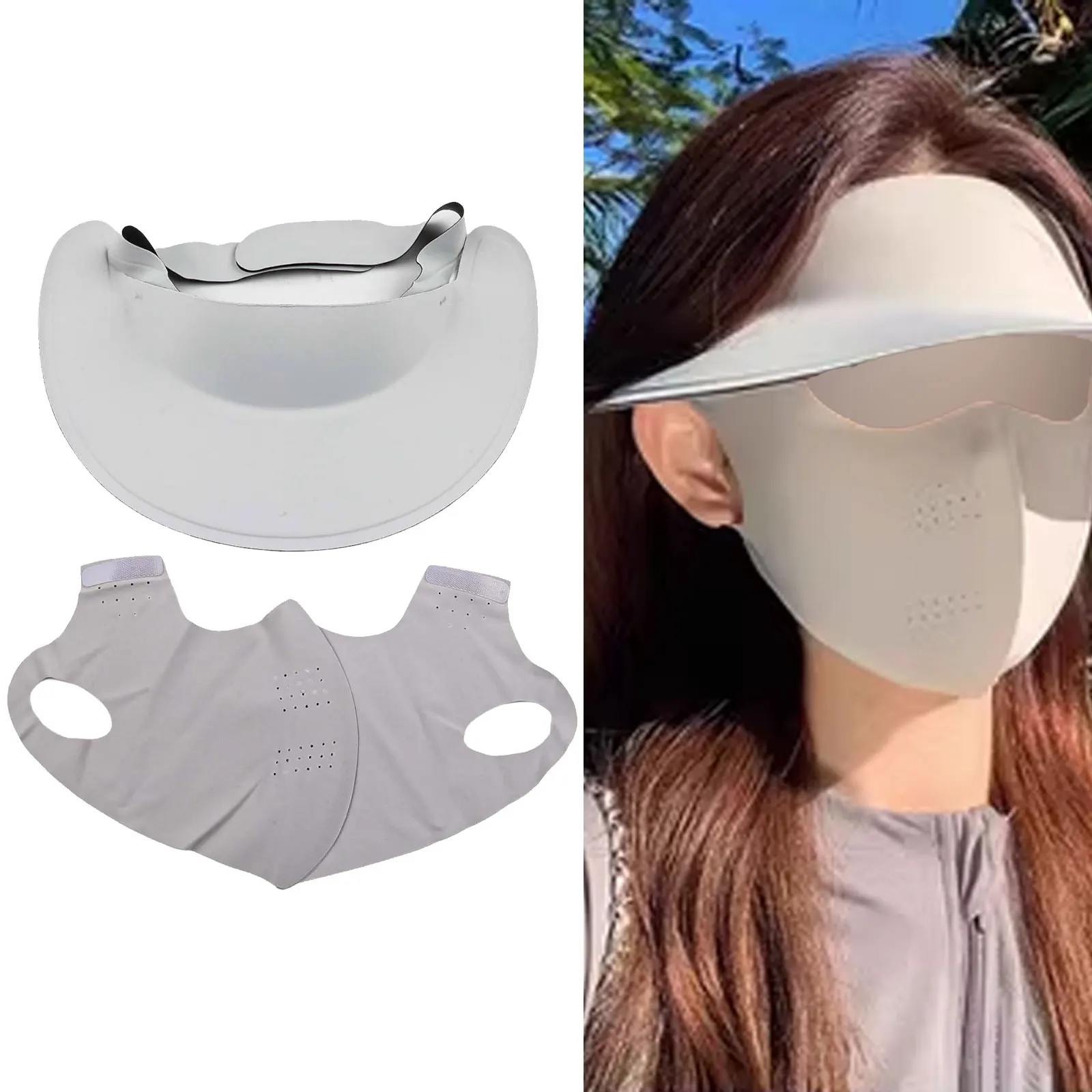

Full Sun Protection Mask With Hat In Black Gray Pink UV Resistant Ice-Silk Mask Sun Hat For Summer Outdoor Sports