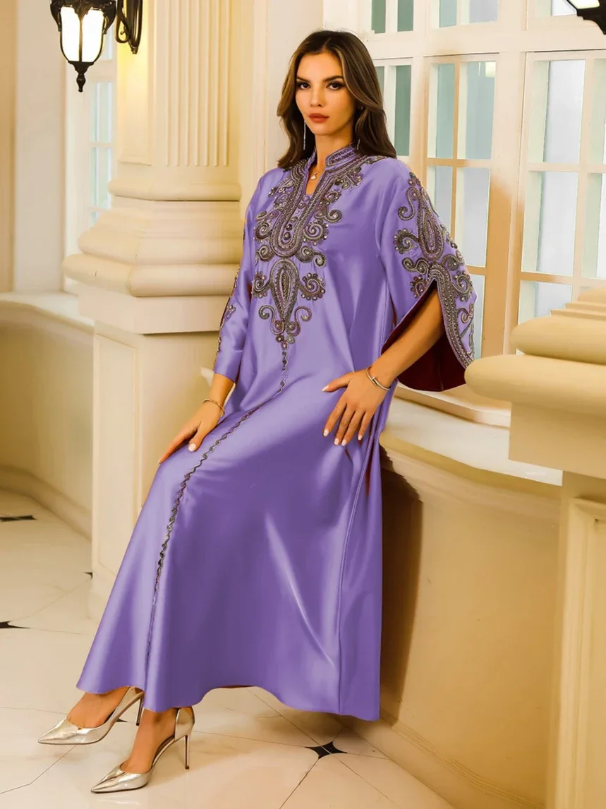 Evening Dresses Arab Long Robe Embroidery Muslim Women Party Jalabiya Eid Ramadan Morocco Dubai Abayas Kaftan Islam Vestidos