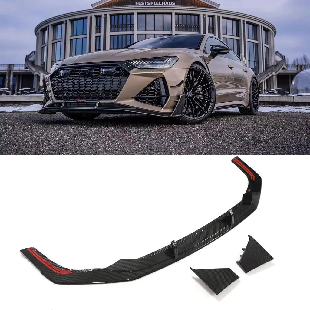 ABT Style Dry Carbon Fiber Front Lip for Audi RS7 C8 Sportback 2020-2021 New Upgrade Front Bumper Lip for 4 Door Sportback