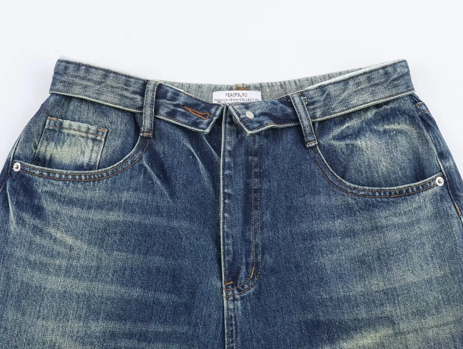 ETJ 2025 otoño e invierno nuevo diseño de moda para mujer versión suelta de cintura de lavado pantalones vaqueros con cintura abatible pantalones largos hasta el suelo