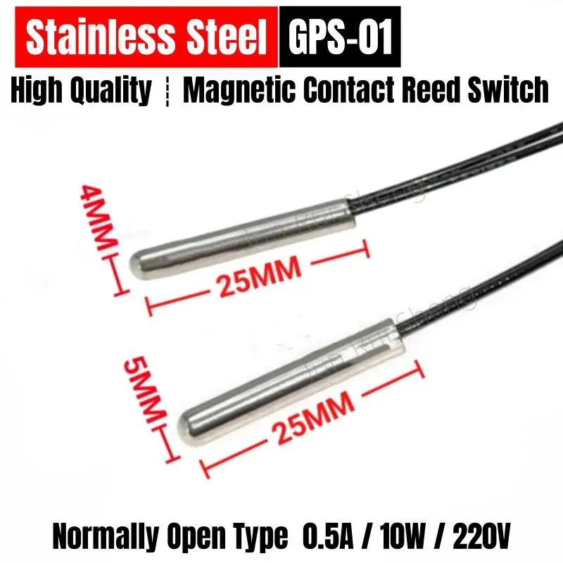 High Quality Stainless Steel Reed Switch GPS-01 Normally Open Type N/O 4*25MM 5*25MM Magnetic Control Proximity Embedded Sensor