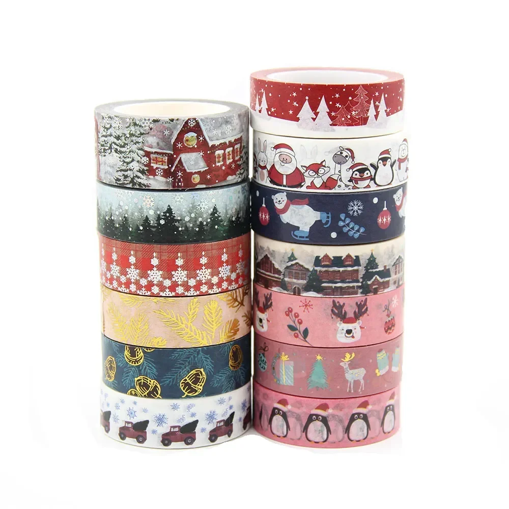 1PC 10M Merry Christmas Snow Deer Tree Flowers Decorative Washi Tape DIY Scrapbooking Masking Tape School Office Supply