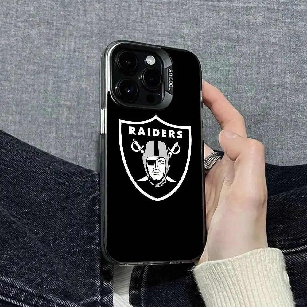 الكرة L-لاس V-Vegas R-Raiders جراب هاتف IMD جراب هاتف آيفون 16 15 14 13 12 11 برو ماكس زائد اللون غطاء فضي