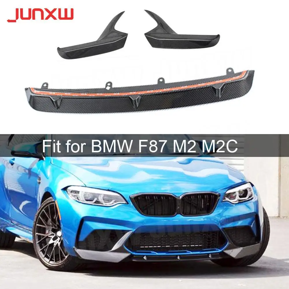 Carbon Fiber Front Bumper Lip Spoiler Splitters for BMW F87 M2 M2C Competition 2018 - 2020 Bumper Guard Car Styling