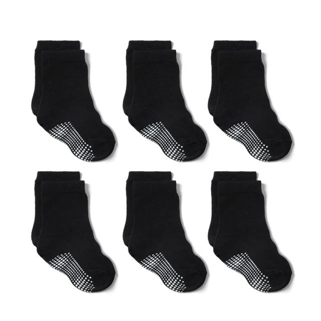 6 Pairs Baby Non Slip Sock Boys Girls Anti Skid Soles Unisex Babe Newborn Infants Toddlers Grip Crew 0 to 6M cotton Socks Kids AliExpress