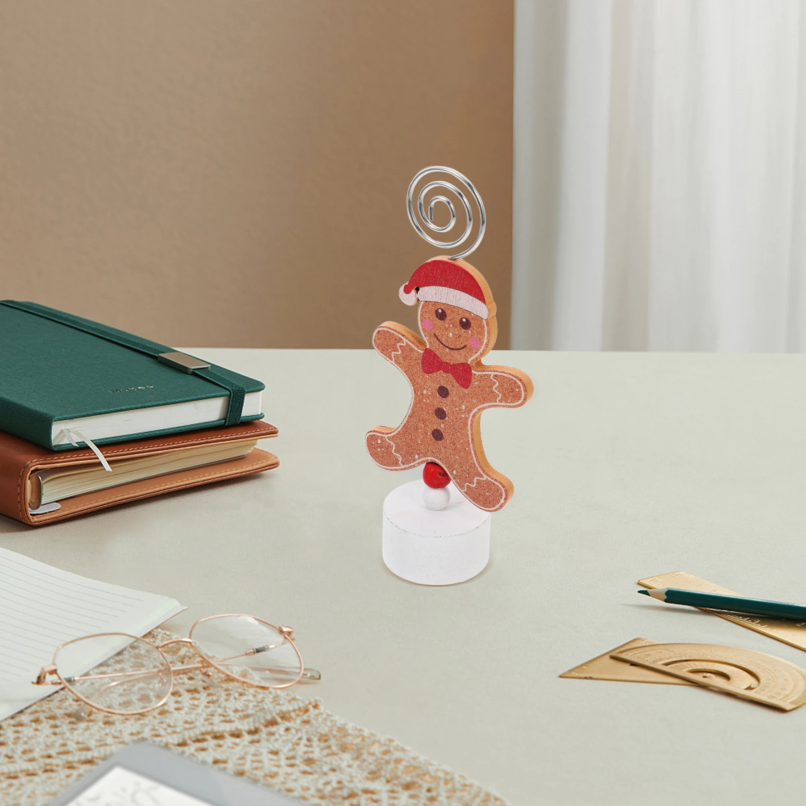 Gingerbread Man Table Card Holder Memo Clip Holders Photo Stand Check Name Desk Picture
