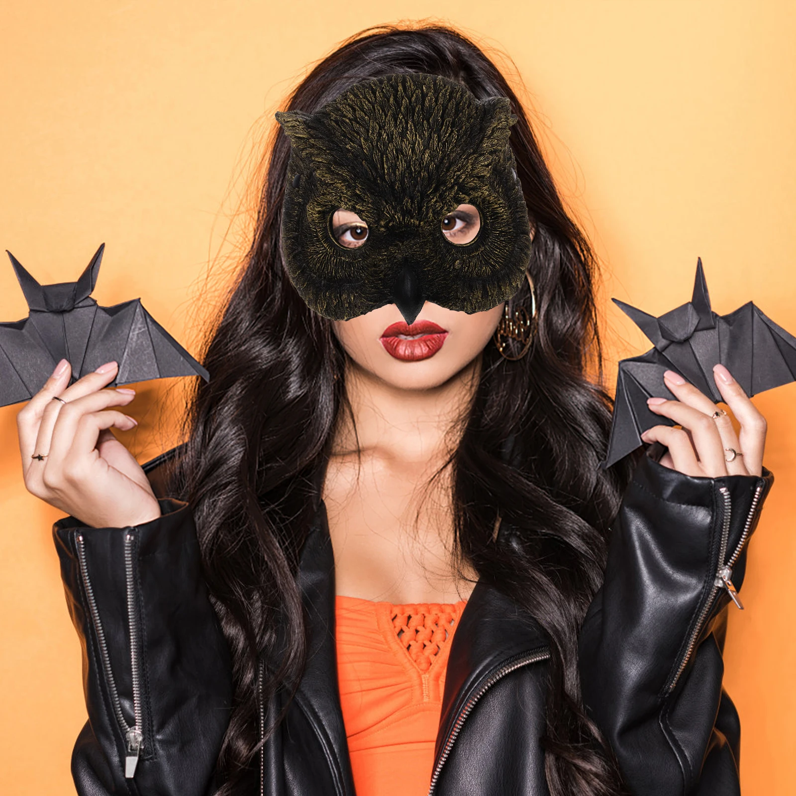 

Owl Mask Halloween Golden PU Foam Lightweight Comfortable Masquerade Masks Women Party Realistic Owl Shape Cosplay Props Decor