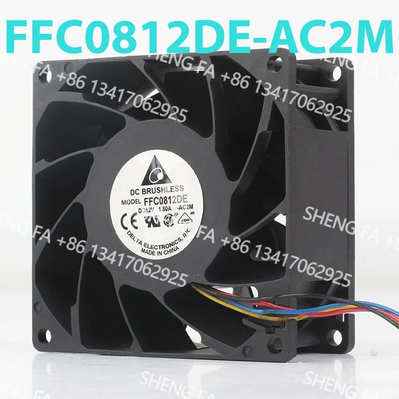 4-wire Server Mainboard Double Ball High air Volume Delta 5V 24V 48V DC12V 1.80A AC EC 8038 80X80X38MM 8CM FFC0812DE Cooling Fan