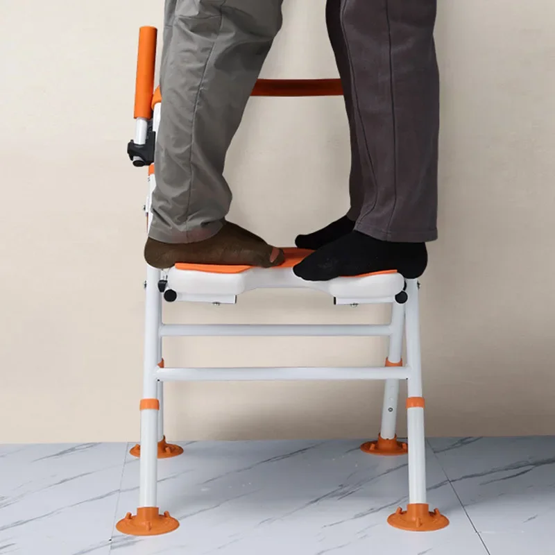 Foldable Shower Seat for Elderly Pregnant Disabled People Adjustable Height Non Slip Bath Stool Portable Bathroom Safety Chair